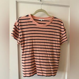 Z Supply Coral and Navy Striped Tee